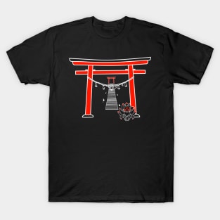 White Kitsune Shrine Stairs T-Shirt